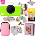 Kodak Printomatic Full-Color Instant Print Camera Gift Bundle + Soft Case + Zink 2x3 Sticky Back Photo Paper 20pk + Album + Sticker Sets + Sticker Frames + Hanging Frames + Markers, Fun Gift - Green