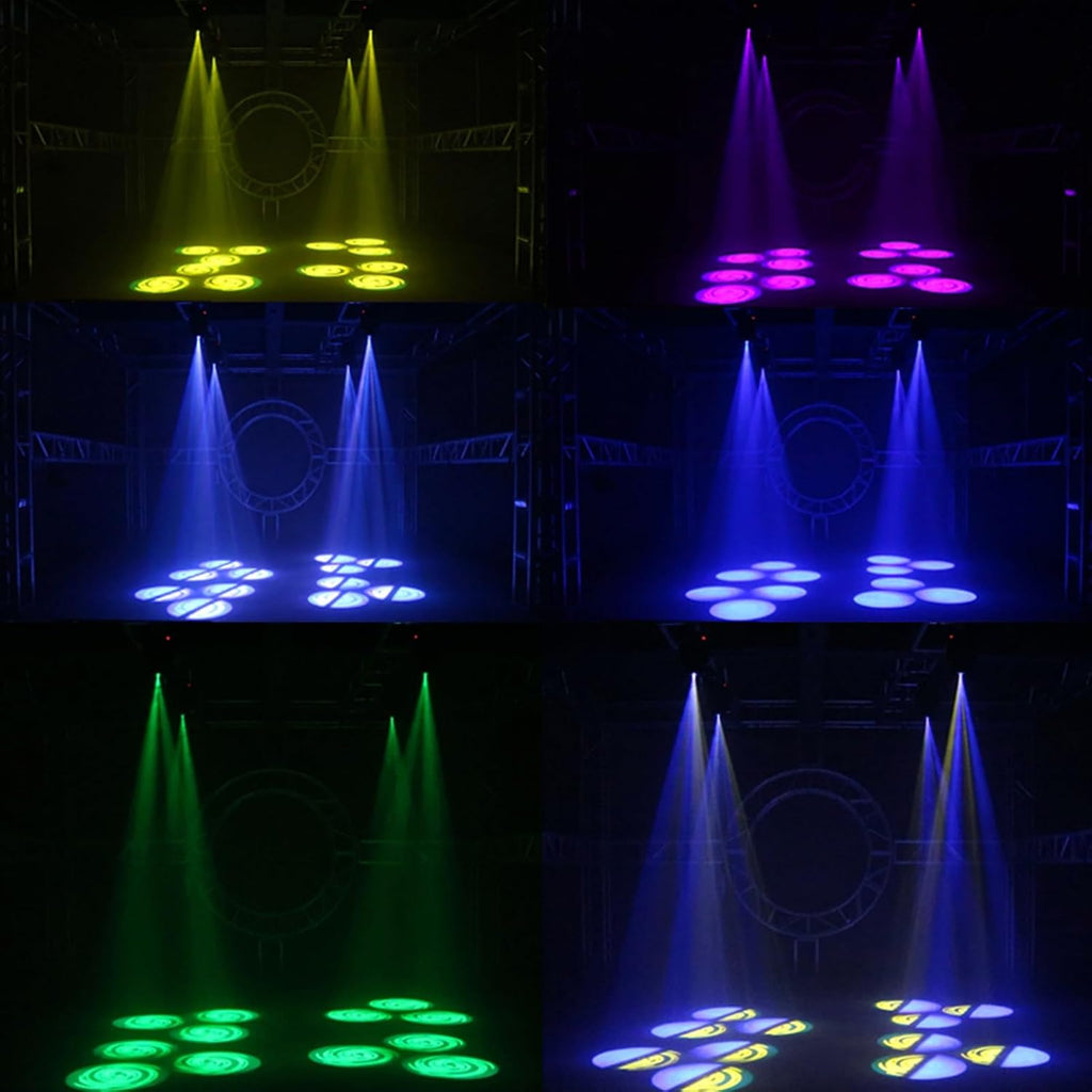 SHEHDS Moving Head Light LED 80W Spotlights with 8 Colors 8 Gobos DJ Lights 3-Facet Rotatable Prism Electronic Focus Sound Activated DMX Control Stage Light for Holiday Disco Club Party Wedding