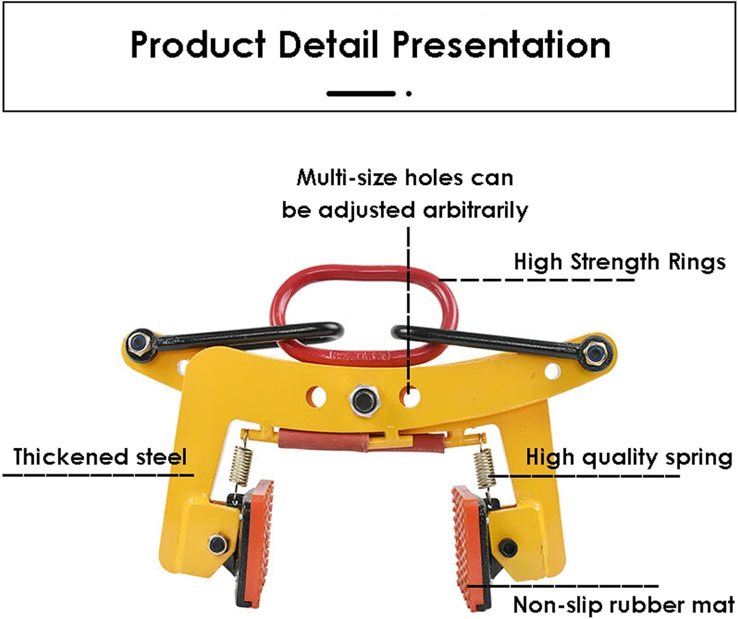 Adjustable Beam Lifting Clamps - Heavy-Duty Vertical Steel Plate Pliers, 6' Jaw Opening, Ideal for Roadside Stone and Curb Lifting, Perfect for Construction and D