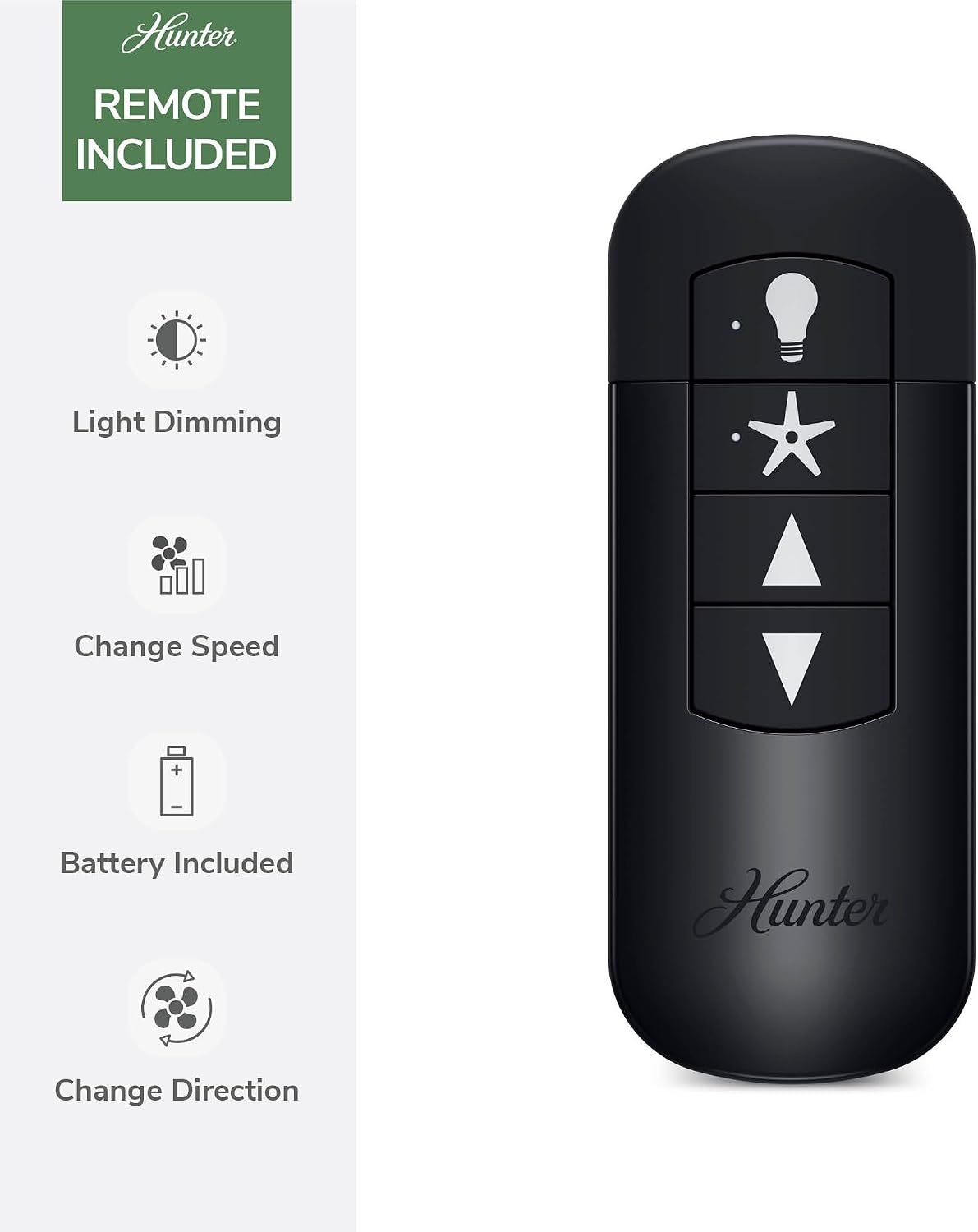 Hunter - Astwood II Indoor Ceiling Fan With Light, Remote, 52-inch, Casual-style, 4-speed WhisperWind Motor, Ceiling Fans for living rooms, bedrooms, home offices, kitchens (Matte Black)