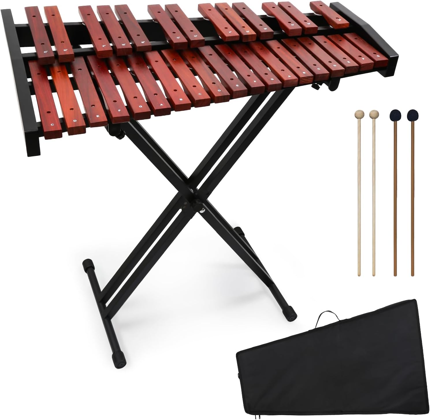 Marimba Xylophone 32 Key,with Mallets, Adjustable Stand,Carrying Case | Accurate tone;Made of solid wood;Waterproof protective case;Adjustable stand