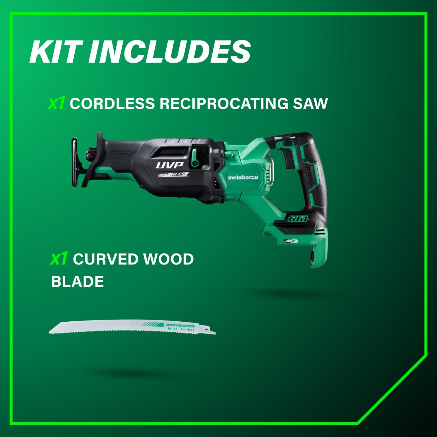 Metabo HPT 36V MultiVolt Cordless Reciprocating Saw, 4-Stage Speed Selector, 1,700 SPM to 3,000 SPM, Orbital Action, Low Vibration, Hybrid Power Option, Metal Rafter Hook, Tool Body Only, CR36DAQ4
