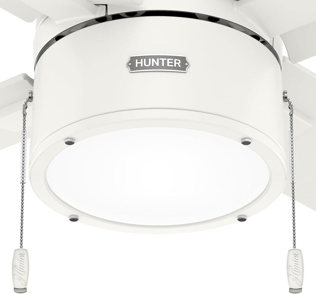 Hunter 52 inch Beck Fresh White Ceiling Fan with LED Light Kit and Pull Chain