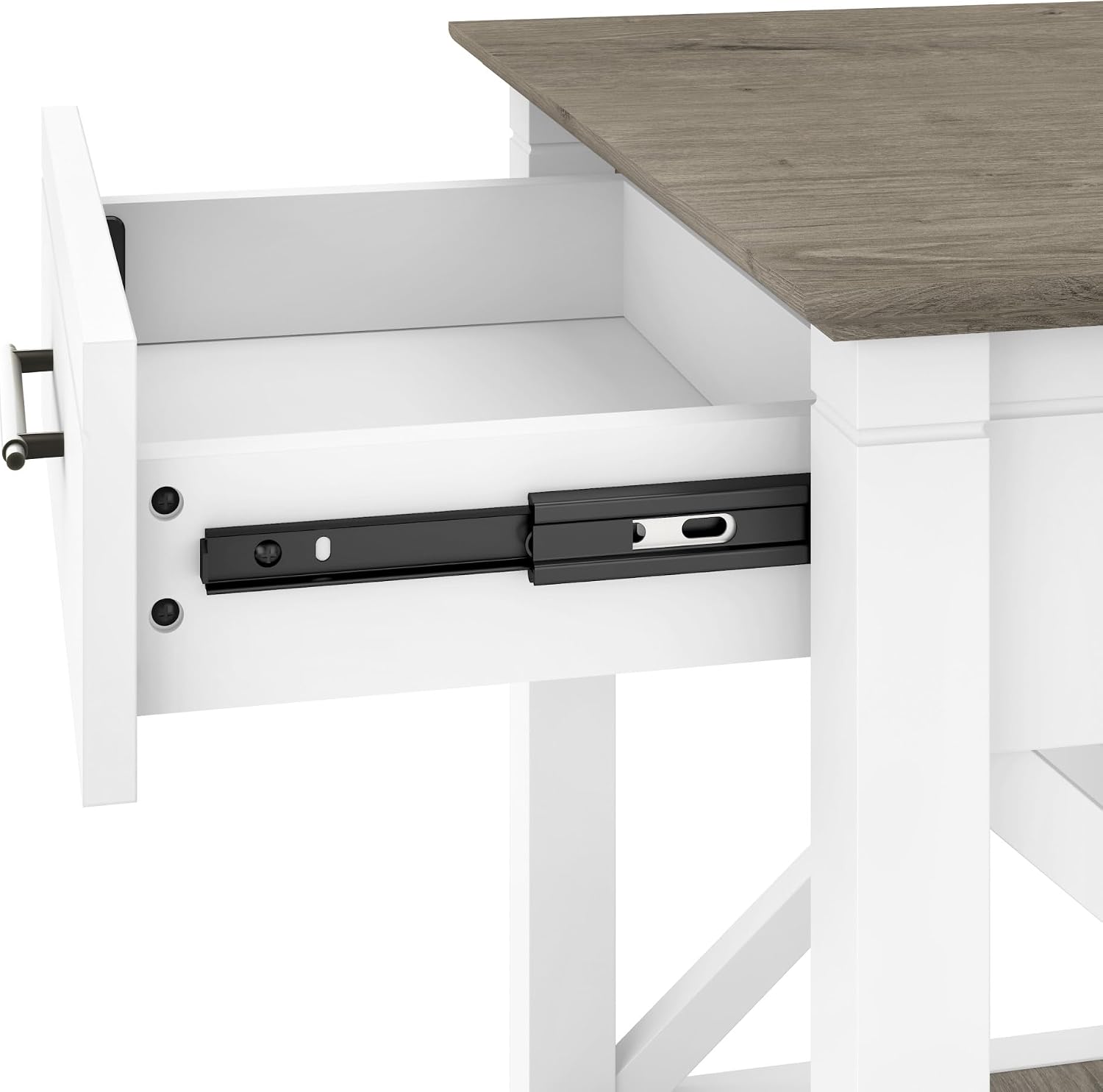 Bush Home Key West Coffee Table with Storage in Pure White and Shiplap Gray