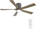 ELEHINSER 52 Inch Flush Mount Ceiling Fan with Lights, Low Profile Modern Ceiling Fan with Remote, Quiet DC Motor, 6-Speed, 3CCT,Timer, 5 Solid Wood Blades, Charcoal Grey