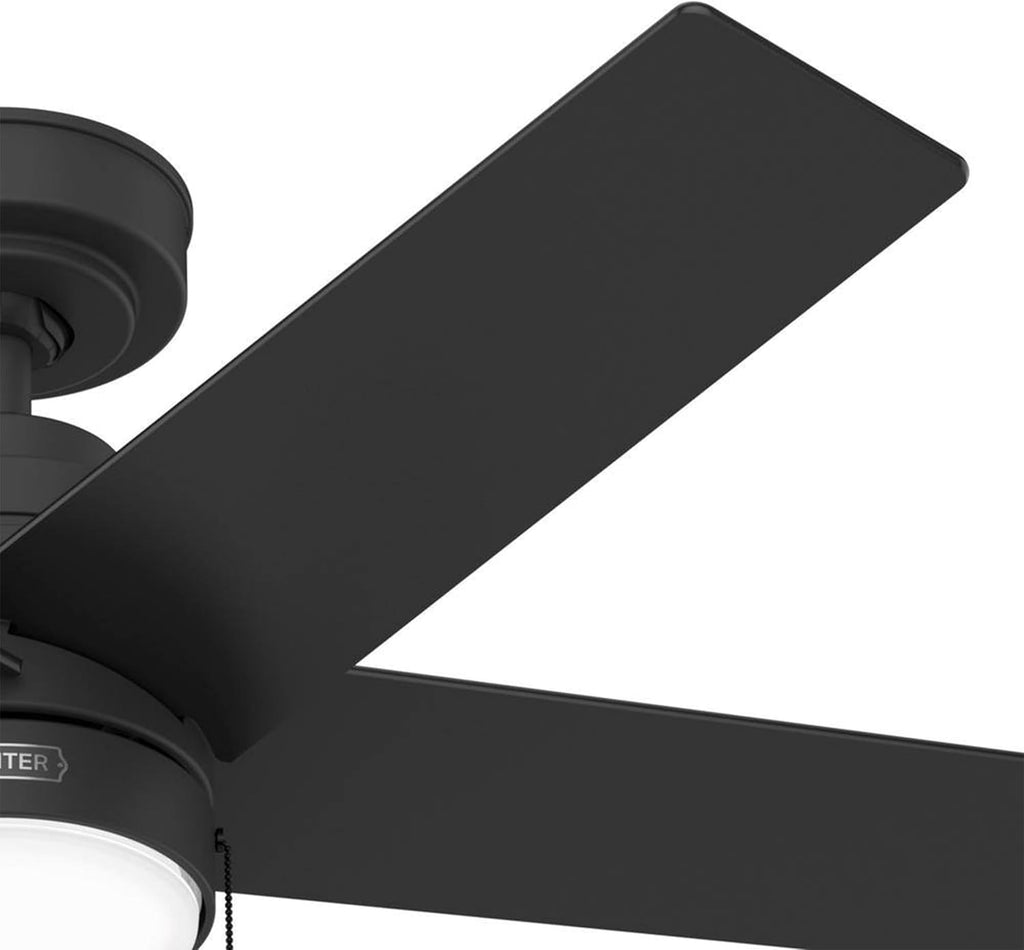 Hunter Fan 44 inch Matte Black Indoor Ceiling Fan with Light and Pull Chain for Bedroom, Living Room, Office, Basement, Kitchen, CC5C26C30 (Renewed)