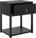 SAFAVIEH Furniture - Sadie 1-Drawer Nightstand - Black - Wood - Glam Gold Hardware Design - Ideal for Bedroom, 21' W x 17.2' D x 26' H - Fully Assembled (NST9201E)