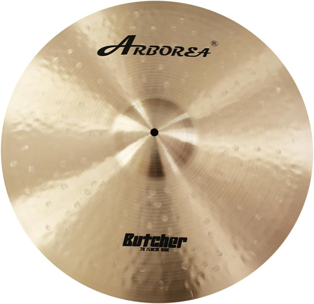 Arborea B20 Bronze Alloy Cymbal Set Butcher Series 5pcs 14'Hihats 16'Crash 18' Crash 20' Ride, Handcrafted for Professional Drummers, Rich Tone & Durable Performance