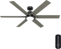 Hunter Fan Smart WiFi LED Ceiling Fan, 60 inch Matte Black Indoor Smart Ceiling Fan with Remote, App Control with Speed and Lighting, Compatible for smart home devices (Renewed)