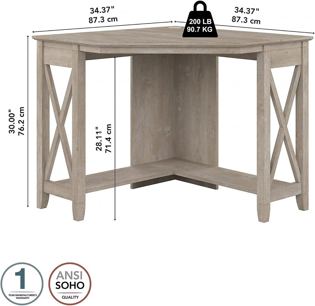 Bush Home Key West Small Corner Desk in Washed Gray