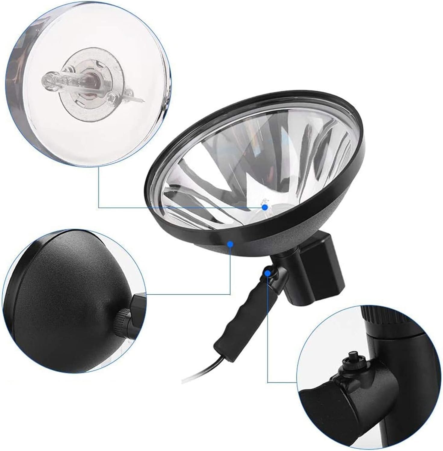 Garosa HID Portable Xenon Spotlight 100W DC12V HID Handheld Torch Hunting Light Spot Light Work Spotlight 9 Inch Handheld Flashlight Spot Beam Black for Camping Fishing Boat Outdoor Indoor