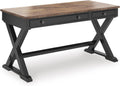Signature Design by Ashley Wildenauer Farmhouse 1-Drawer 60' Home Office Desk with Keyboard Tray, Cord Management and Trestle Base, Dark Brown & Black