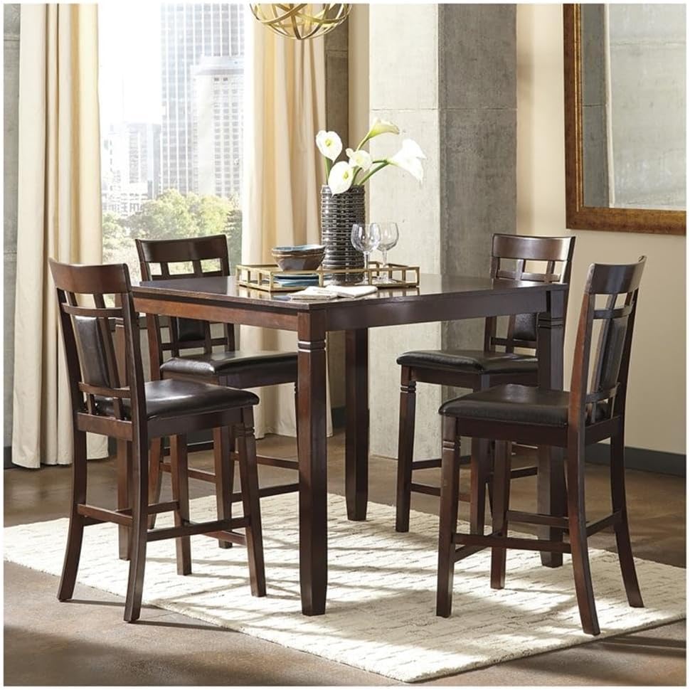 Signature Design by Ashley Bennox 5 Piece Counter Height Dining Set, Includes Table & 4 Barstools, Brown