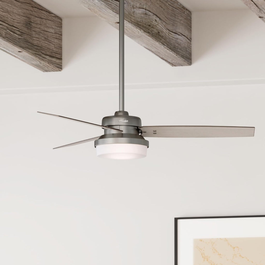 Hunter Fan 52 inch Brushed Slate Contemporary Ceiling Fan with LED Light Kit and Remote Control (Renewed)