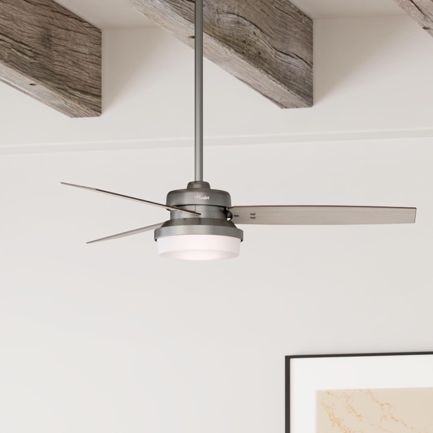 Hunter Fan 52 inch Brushed Slate Contemporary Ceiling Fan with LED Light Kit and Remote Control (Renewed)