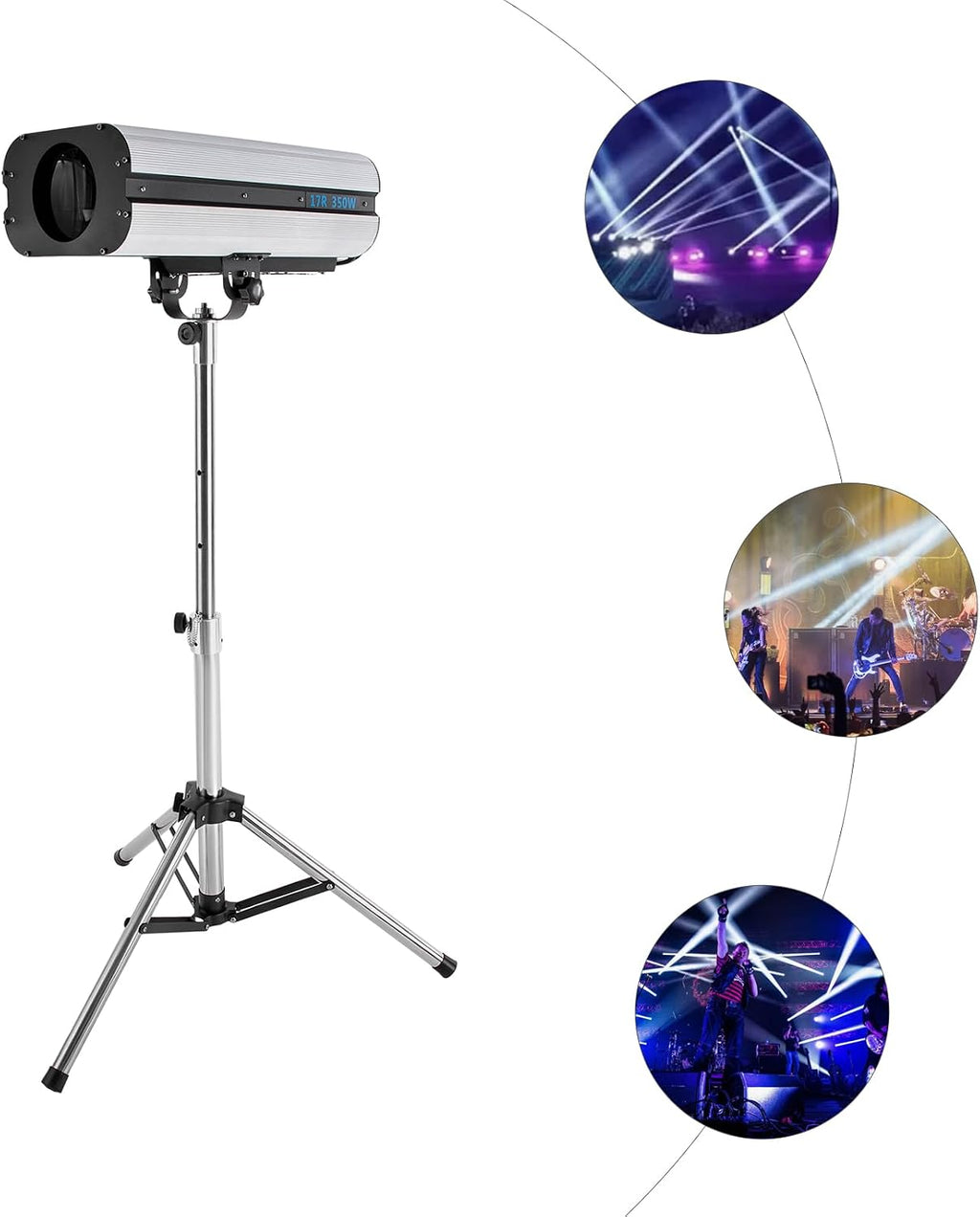 350W Stage Spotlight, LED Spotlight Follow Spot Light Manual Control Stage Light Adjustable Aperture DJ Wash Light with Stand, Professional Performance Lights for Party Disco Wedding