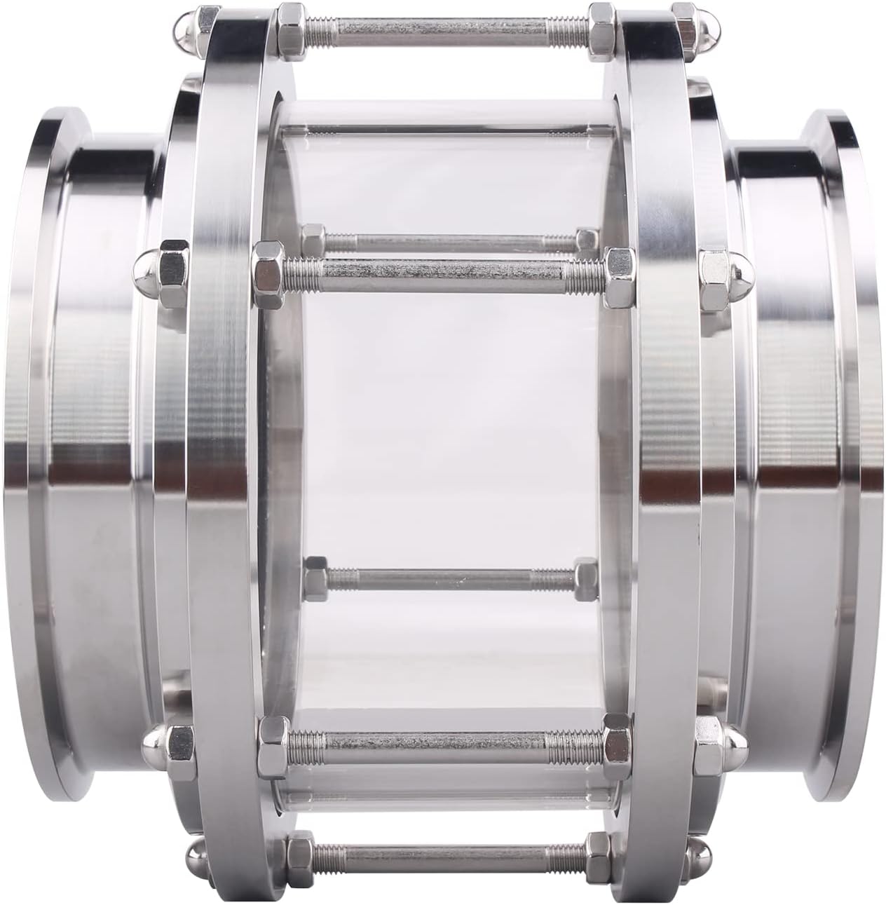 DERNORD In-Line Sight Glass with Clamp End,Flow Sanitary Straight Sight Glass SUS316 6 Inch Tri Clamp Type (Flow Pipe OD 152MM)