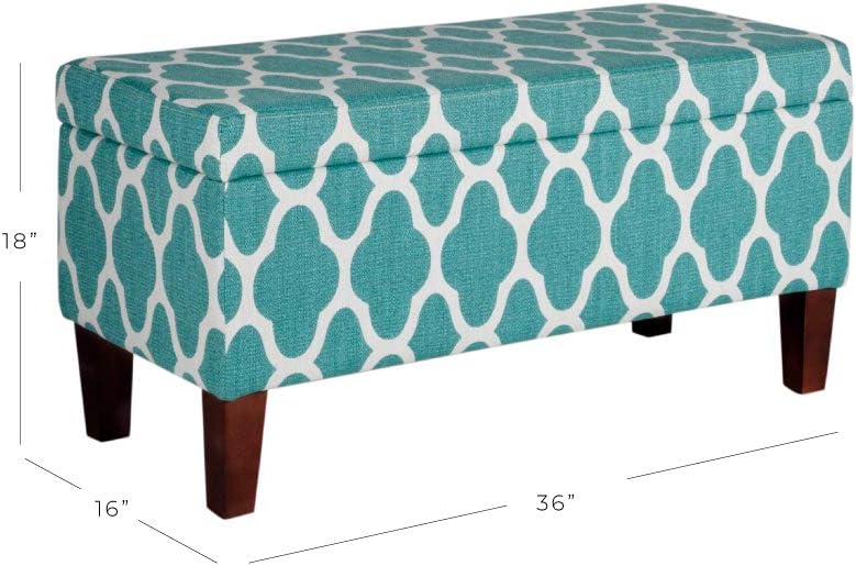 HomePop 36' Storage Ottoman Bench with Hinged Lid - Teal Geometric