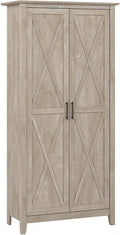 Bush Home Key West Tall Storage Cabinet with Doors in Washed Gray