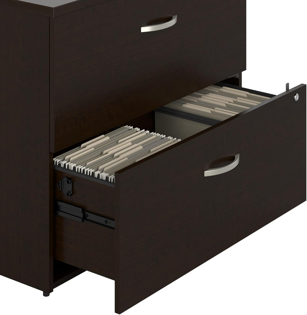 Bush Business Furniture Series C 2 Drawer Lateral File Cabinet in Mocha Cherry, Locking Document Storage for Home or Professional Office