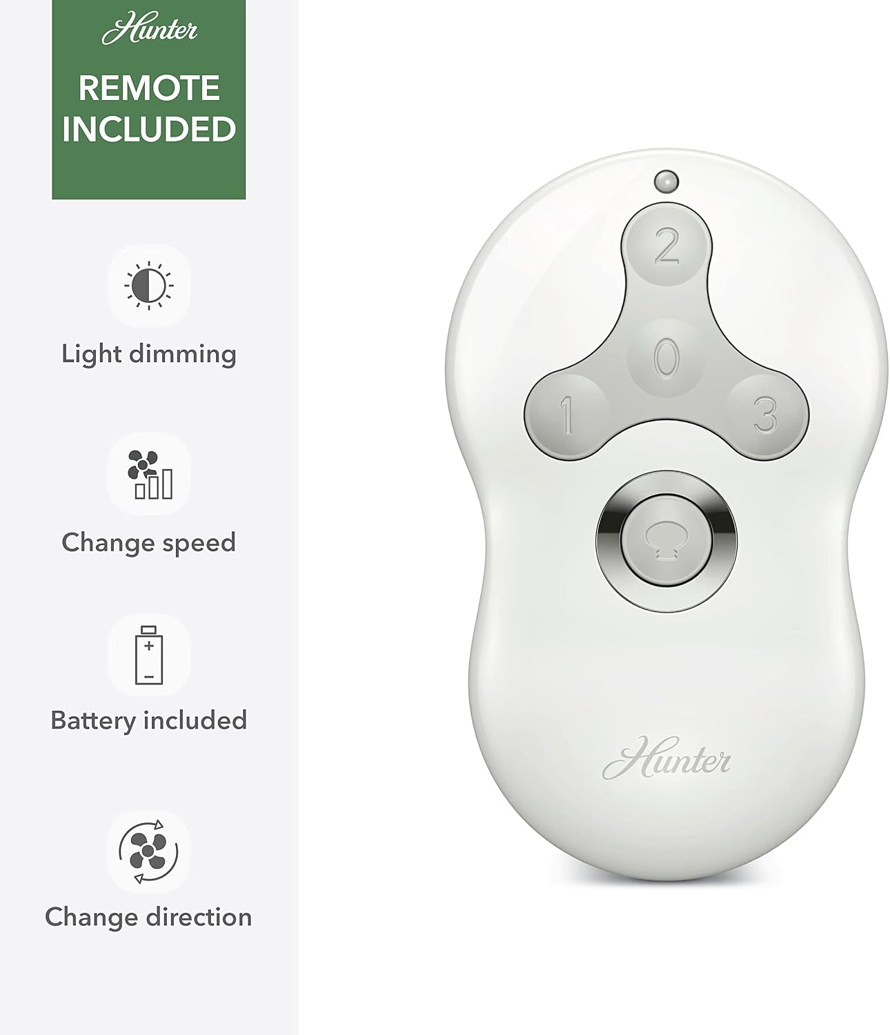 Hunter Fan 52in Fresh White Contemporary Ceiling Fan with LED Light Kit and Remote Control (Renewed)