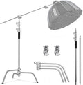 C Stand with Boom Arm Heavy Duty Photography C Light Stands Kit, Max Height 10.5ft/320cm, with 4.2ft/128cm Holding Arm, for Photography Studio, Reflector, Umbrella, Softbox