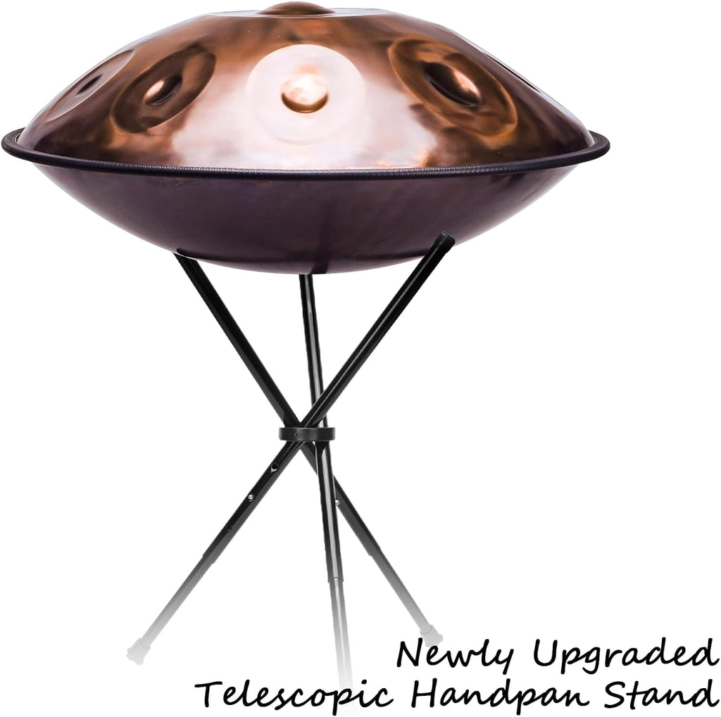 'SINGOFIRE' New Upgrade Advanced Handpan Drum, Ember Steel Handpan, 10-Notes with Bag, 22-Inch 440Hz D Minor Kurd, Telescopic Drum Stand, Copper Glow Pupil