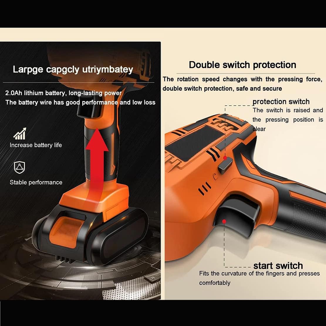 Electric Bone Saw,Cordless Reciprocating Saw with LED Light, Battery Powered,2 Blades, 0-3000RPM Variable Speed for Frozen Meat Pork Fish Ribs(2Battery+1Sawtooth)