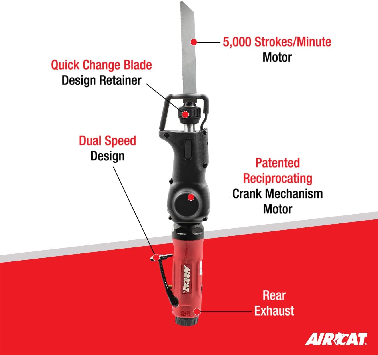 AIRCAT Pneumatic Tools 6355: Low Vibration Reciprocating Air Saw 5,000 Strokes per Minute