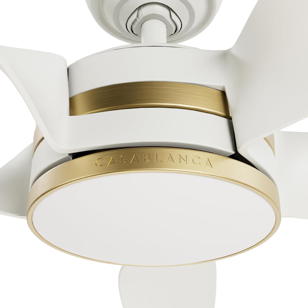 Casablanca Fan 52 inch Ceiling Fan with Light and Remote, Outdoor or Indoor White Ceiling Fan for Porch, Living Room, Office, Kitchen, Garage, 5 Blades (Renewed)