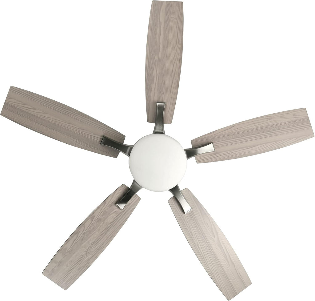 Design House 156621-BN Grayson 52-inch Five Blade Contemporary Indoor Ceiling Fan with LED Light Kit and Remote Control, Brushed Nickel