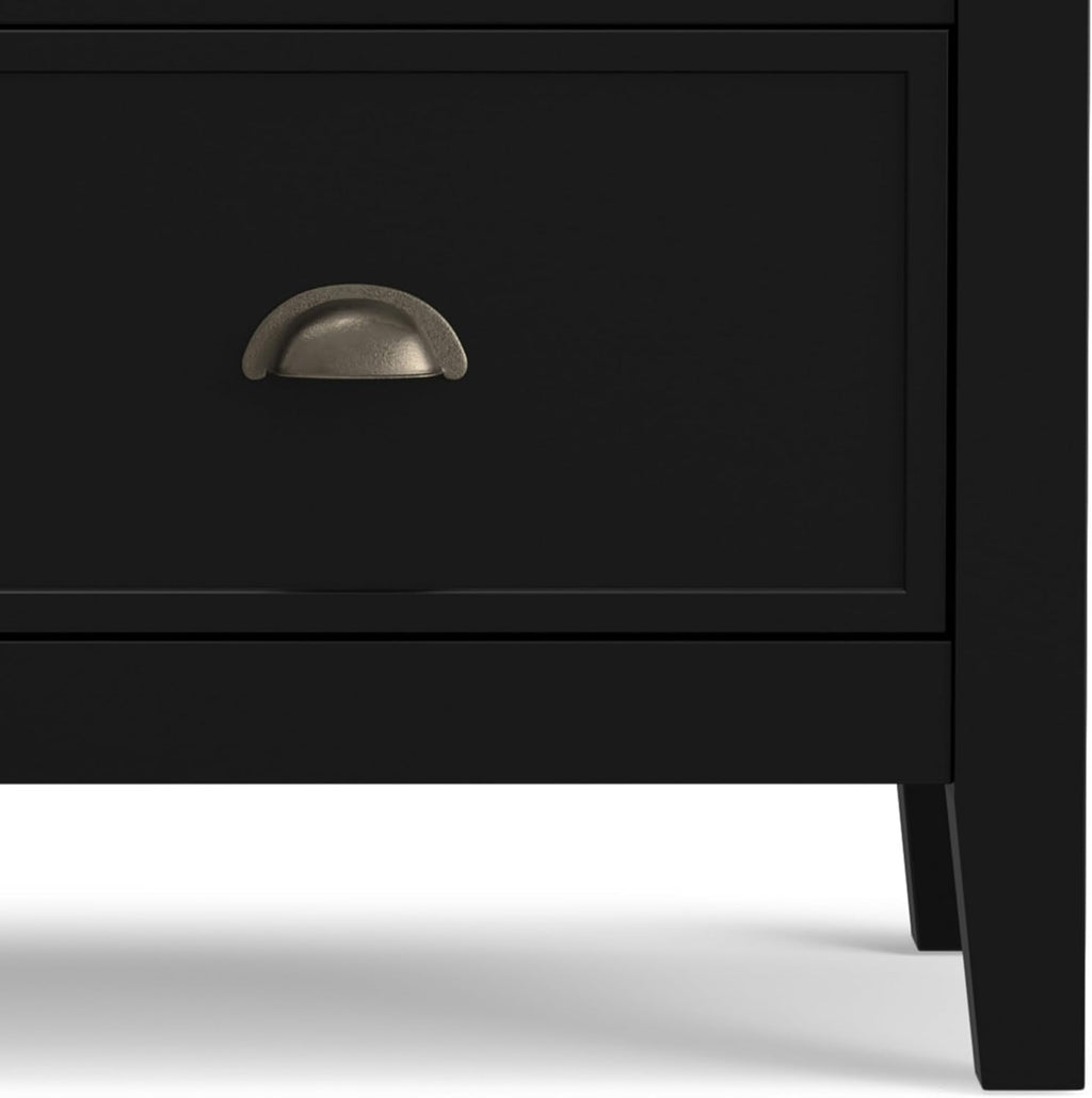 SIMPLIHOME Redmond Storage Cabinet - 39 inch Wide Solid Wood Medium Storage Cabinet in Black, Transitional Accent Cabinet for Entryway or Living Room with 4 Drawers and Cabinet Storage