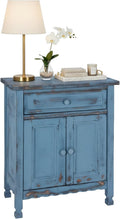 Alaterre Furniture Country Cottage Accent Cabinet with Drawer, Adjustable Shelf & 2 Doors – Rustic Farmhouse Sideboard Buffet Storage Cabinet for Living Room, Dining Room or Entryway (Blue Antique)