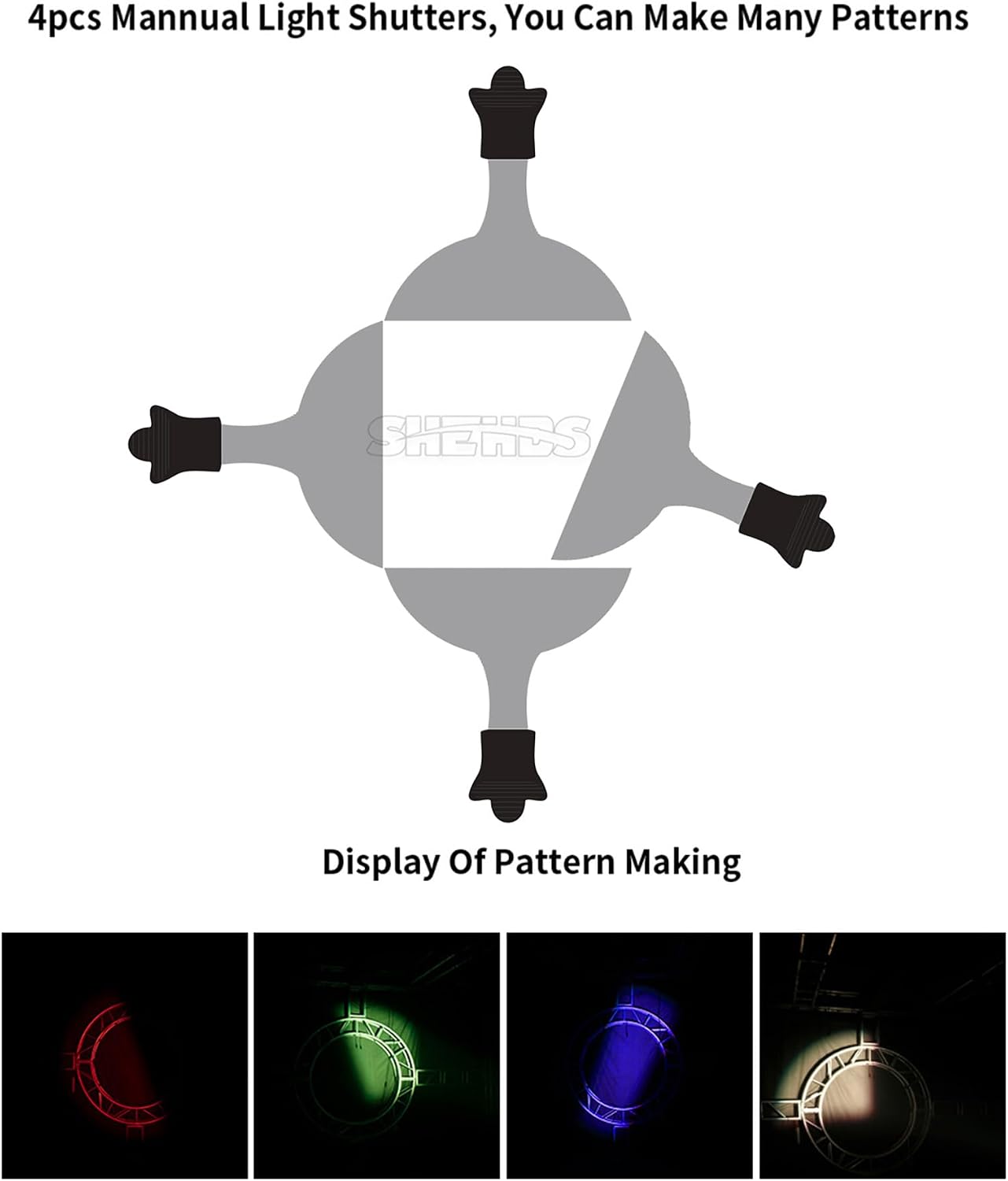 SHEHDS LEKO Profile Spotlights LED 250W RGBW 4in1 Color 17° Angle DJ Ellipsoidal Lights Manual Focus Four-Leaf Manual Cut Light Barrier 2500K-7500k DMX512 Stage Par Lights for Party KTV Bar Show