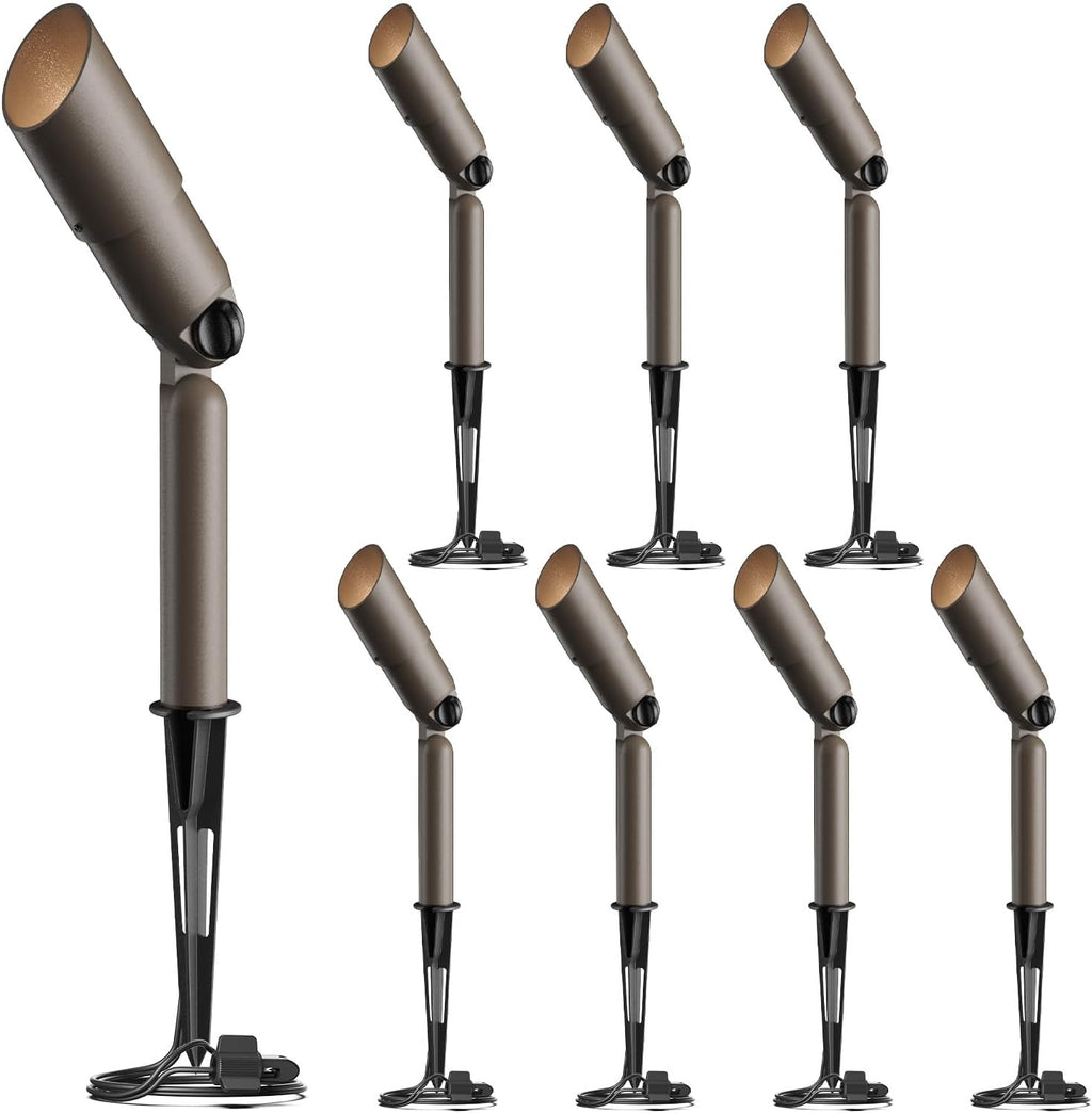 GOODSMANN Low Voltage Landscape Spotlights 20W 8PK Halogen Spot Lights 12V AC 176 Lumen Outdoor Landscape Lighting Kit with Connector and Metal Stake 3000K Warm White for Garden, Lawn, Walkway