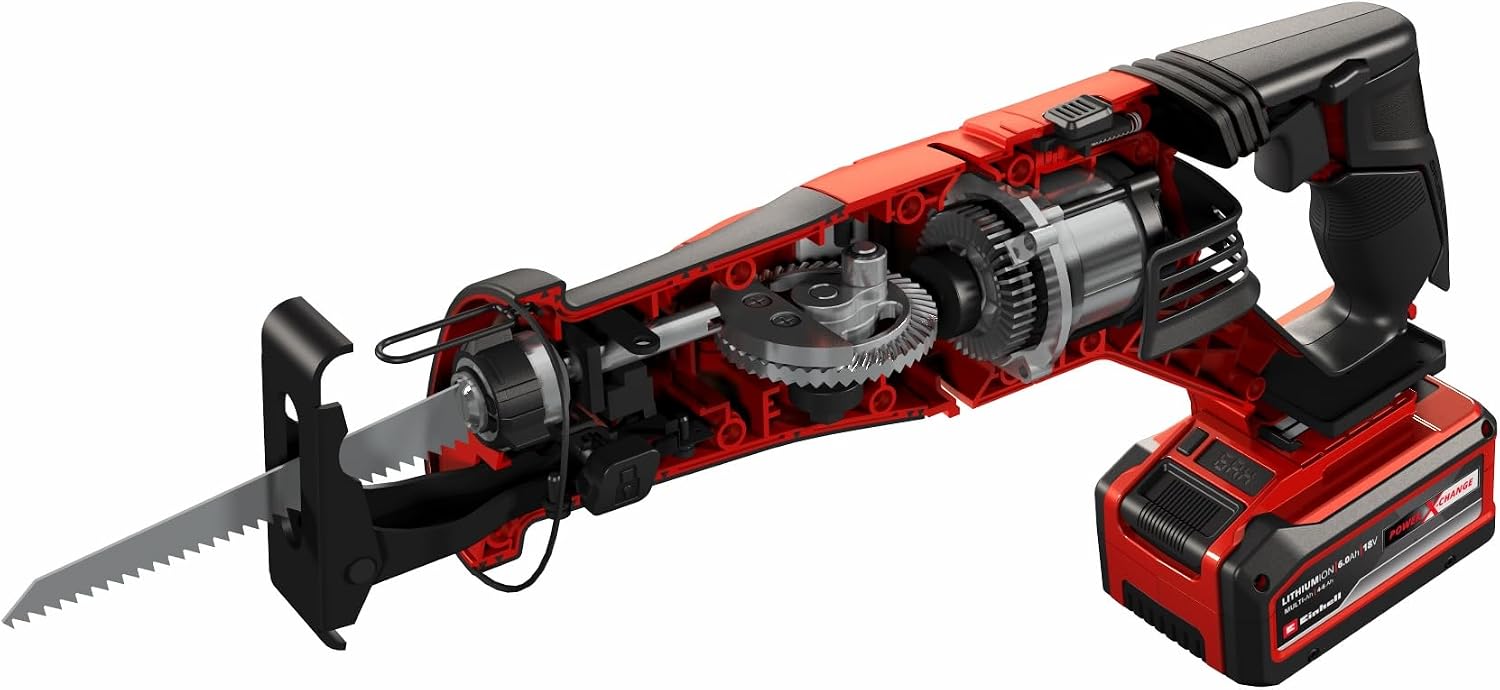 Einhell Power X-Change Cordless Reciprocating Saw - 28mm Stroke, 18V Brushless Electric Saw To Cut Wood, Plastic and Metal - TE-AP 18/28 Li Solo Recip Power Saw (Battery Not Included)