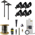 VOLT 12V Black Brass LED Landscape Lighting Kit (6 Spotlights, 2 Path Lights) with 150W Low Voltage Transformer for House, Yard, Outdoor Pathway, Walkway, Garden, Driveway or Patio
