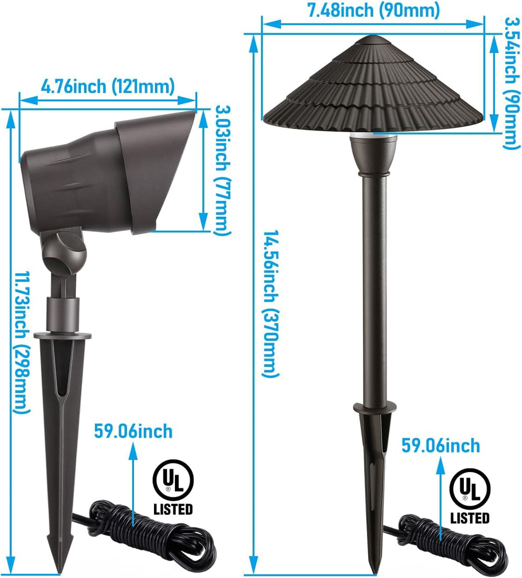 LEONLITE 12-Pack Low Voltage Landscape Lighting Kit, 12-24V LED Pathway Lights, Aluminum Outdoor Landscape Spotlight, Yard Light Kit for Walkway, Garden, ETL Listed, CRI90, 3000K Warm White