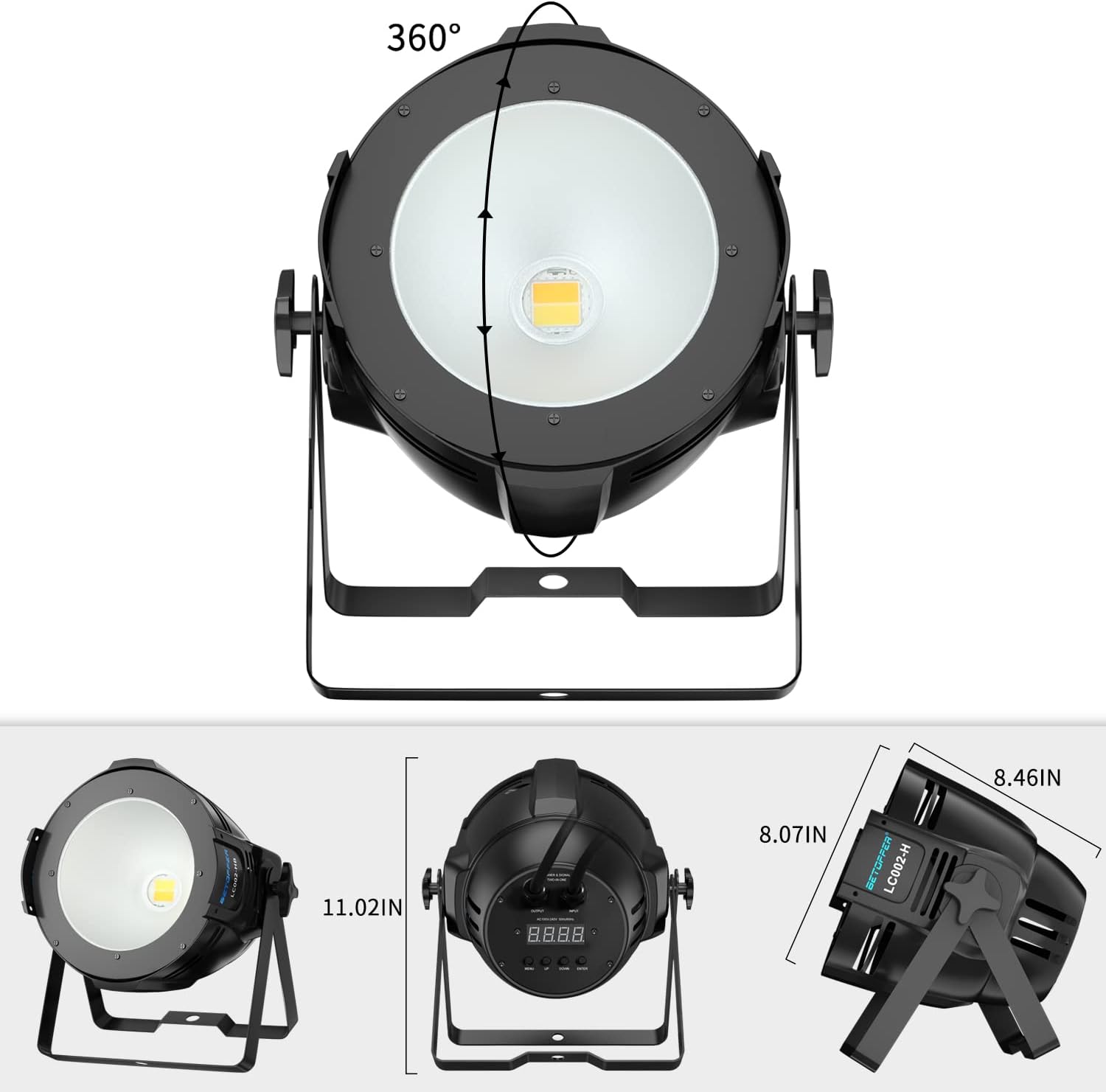 BETOPPER Stage Spotlights with/Barn Door, 200W COB Stage Lights, Warm & Cold White LED DMX Lights, Master-Slave Spot Light Strobe Lighting, Fresnel Light for Church Wedding Theater Photo Studio(4)