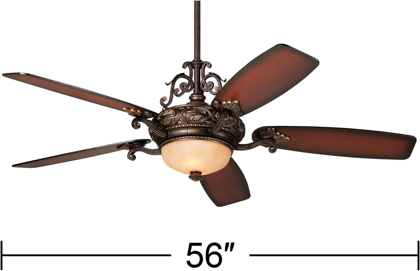 Casa Vieja 56' Casa Esperanza Vintage Antique Indoor Ceiling Fan 5 Blade LED Light Remote Control Bronze Gold Motor Brown Teak Finish Blades Bedroom Living Room Kitchen Includes 36' Downrod