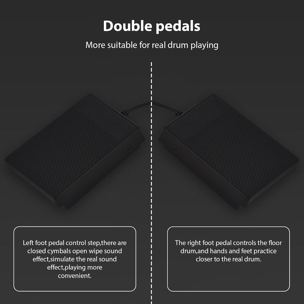 Eujgoov DM300 Dual Speaker Color Electronic Drums Extra Thick Percussion Pad Silicone Hand Rolled Electronic Drums 9 DrumPads with Mallet Foot Pedal MIDI Phantom Light Function (Pink)