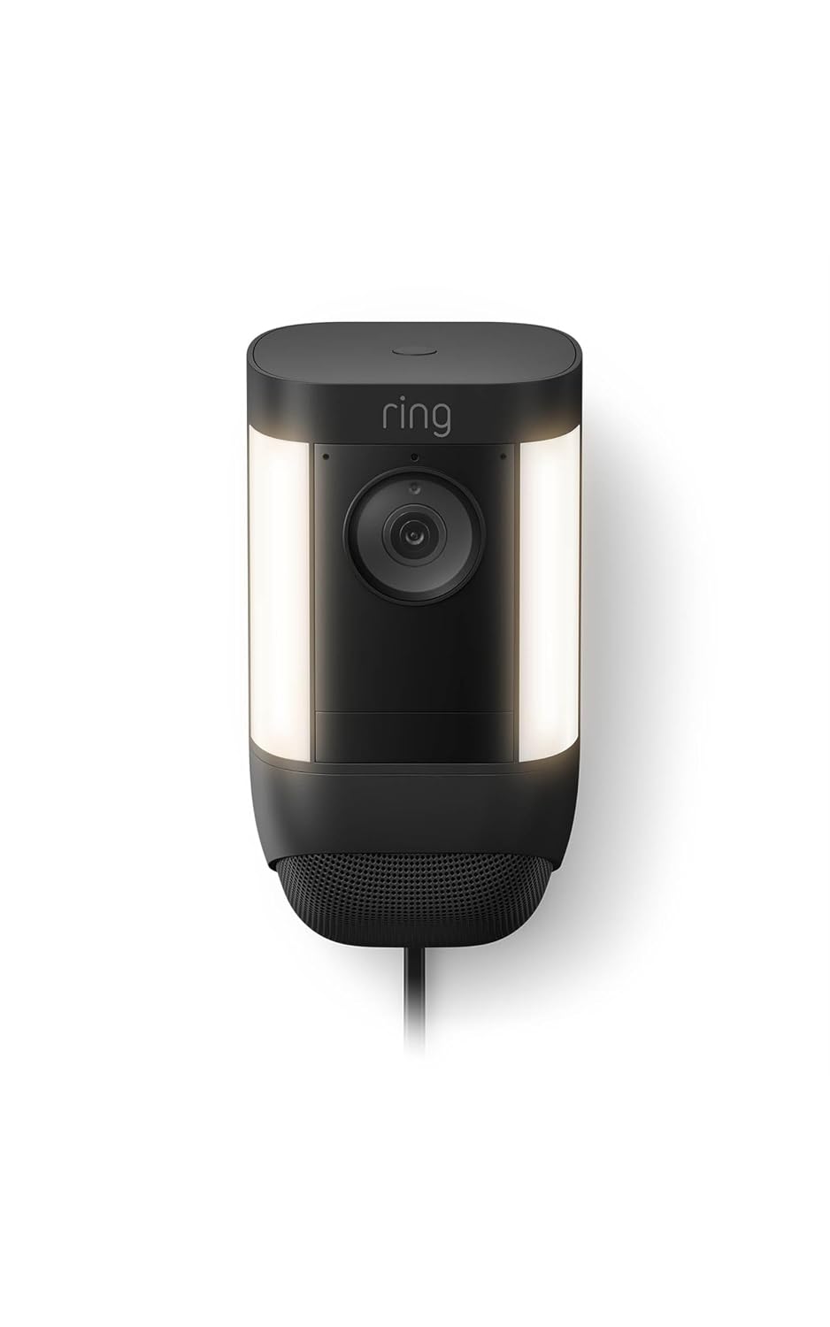 Like-New Ring Spotlight Cam Pro, Plug-In, Home or business security, Retinal 2K Video, Color Night Vision and Two-Way Talk with Audio+, Black