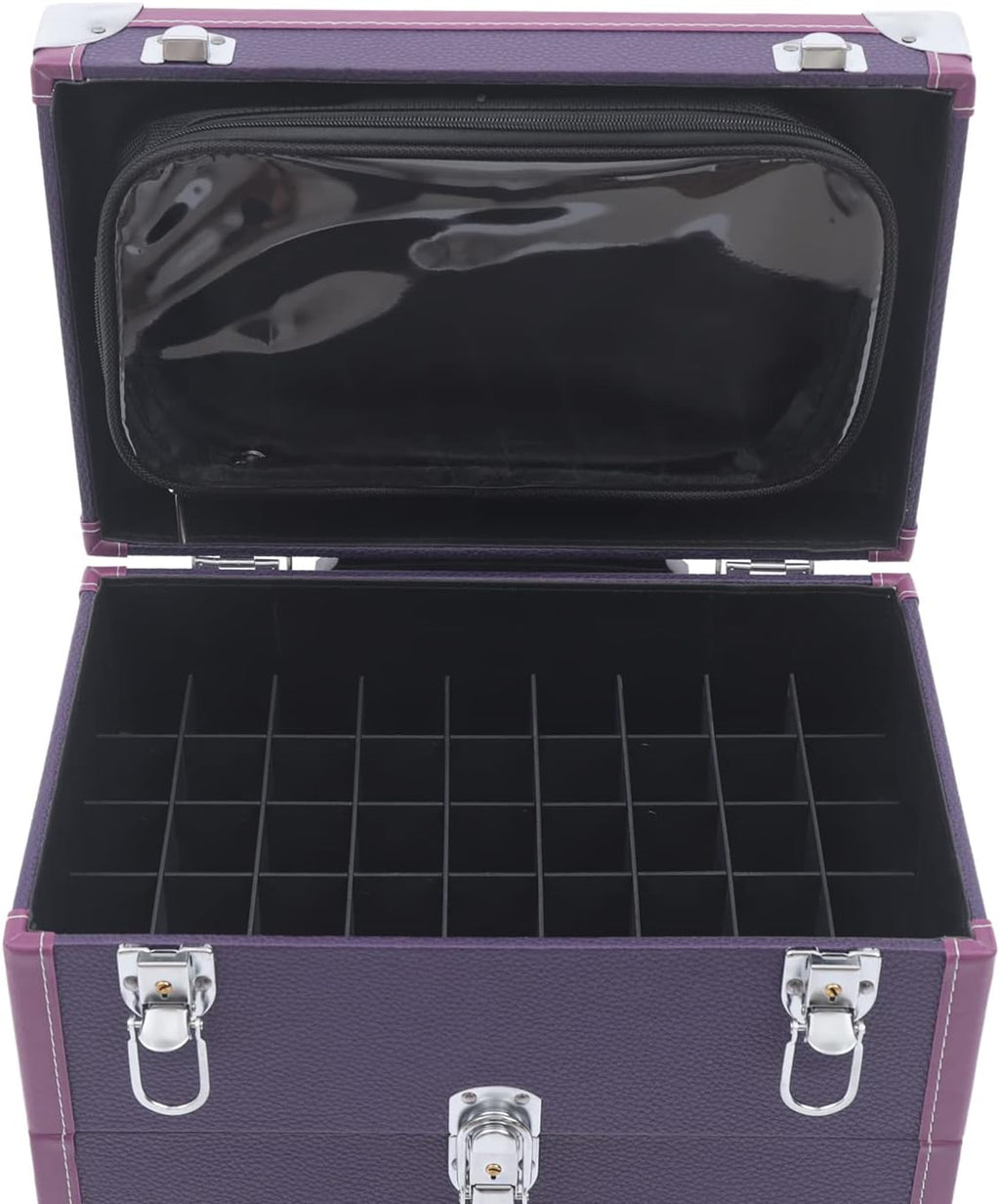 Professional Rolling Makeup Case Train Case Cosmetic Organizer Trolley Lockable Rolling Make-ups Case Storage Cart Makeup Train Case Cosmetology Case On Wheels (Purple|3 trays|Type C)