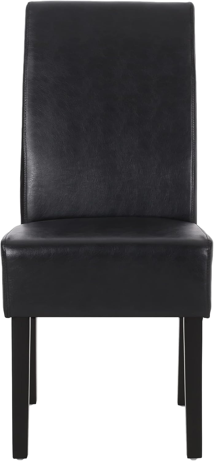 Christopher Knight Home Pollards Upholstered Dining Chairs - Faux Leather - Midnight Black/Espresso (Set of 2)