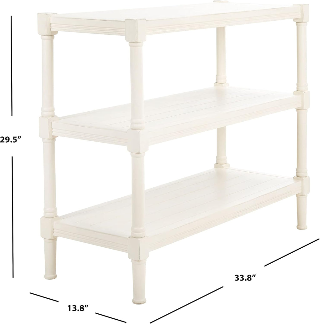 SAFAVIEH Home Collection Rafiki Distressed White 3-Shelf Console Table CNS5715A