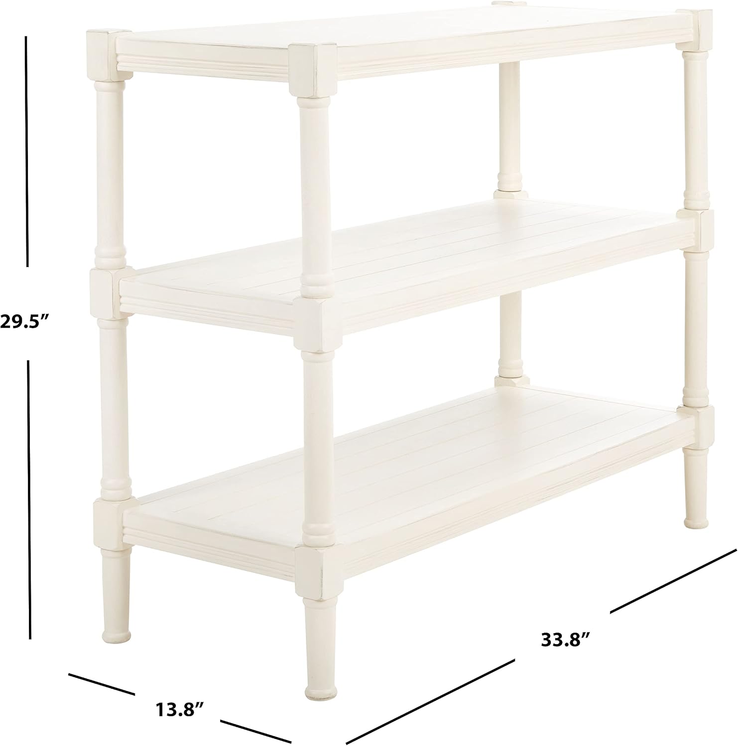 SAFAVIEH Home Collection Rafiki Distressed White 3-Shelf Console Table CNS5715A