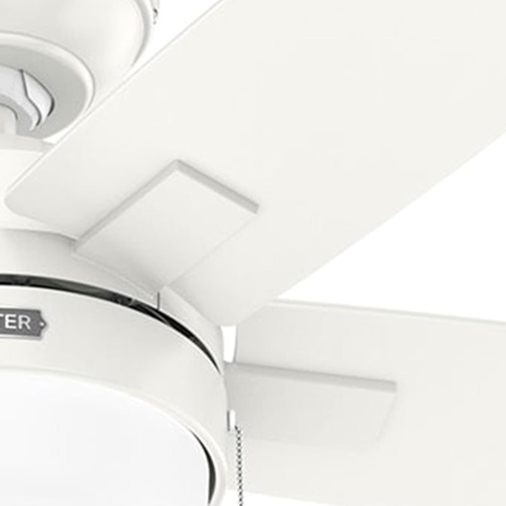 Hunter Fan 44 inch Fresh White Indoor Ceiling Fan with Light and Pull Chain for Bedroom, Living Room, Office, Basement, Kitchen (Renewed)