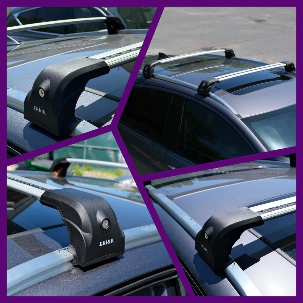 ERKUL Heavy Duty Roof Rack Cross Bars for Buick Encore 2013-2022 | Upgraded Aero Aluminum Crossbars with Smart Clamp System | Compatible with Flush Rails - Silver
