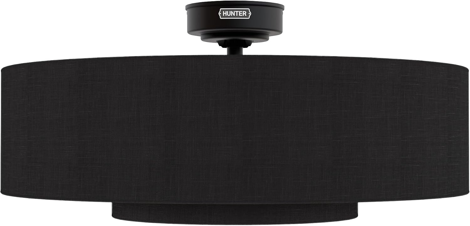 Hunter Fan 30 inch Matte Black - Indoor Fandelier with Light, Remote, Modern-Style, Ceiling Fan for Living Room, Bedroom, Mudroom, Office, Kitchen (Renewed)