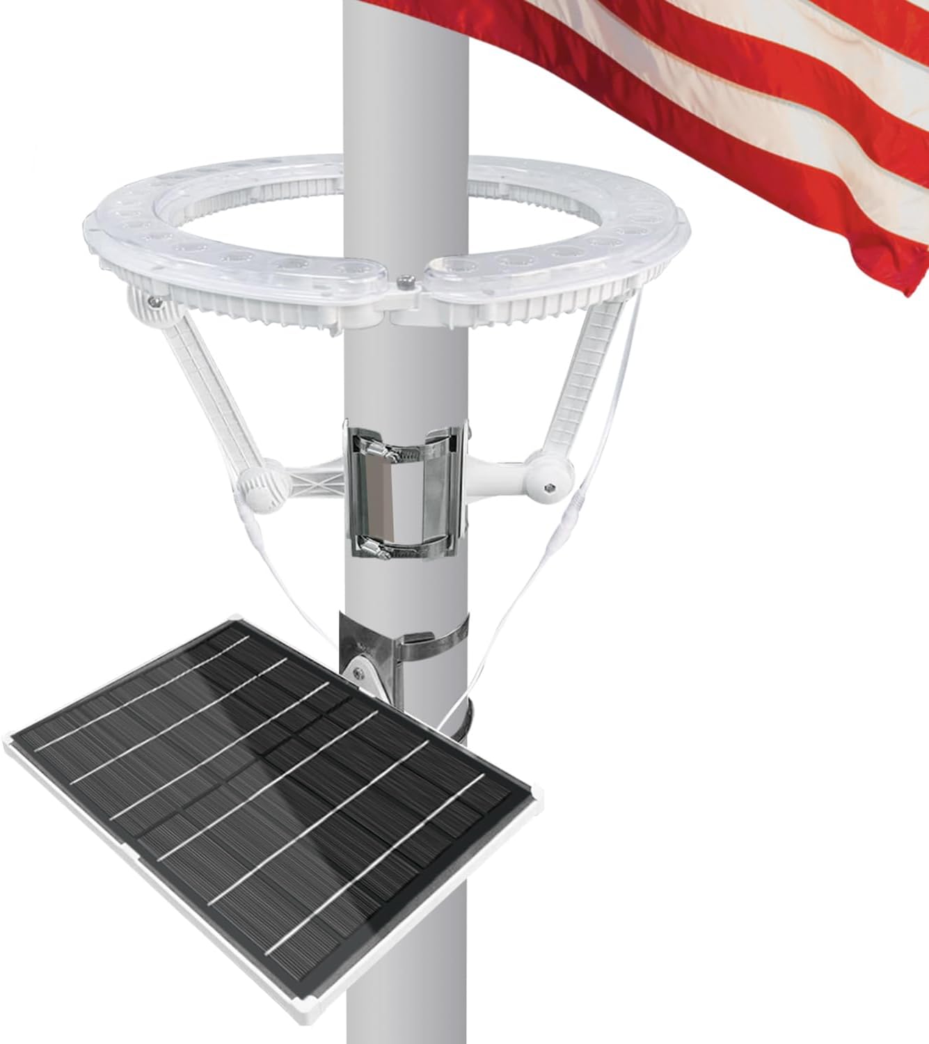 Flag Pole Light Solar Powered, 4640 Lumen Solar Flag Pole Light, Up to 15 Hrs 12000mAh Flag Light for Outdoor 15-40 Ft Flag Pole, Fits 2-6' Dia Flagpole, Dusk to Dawn, White